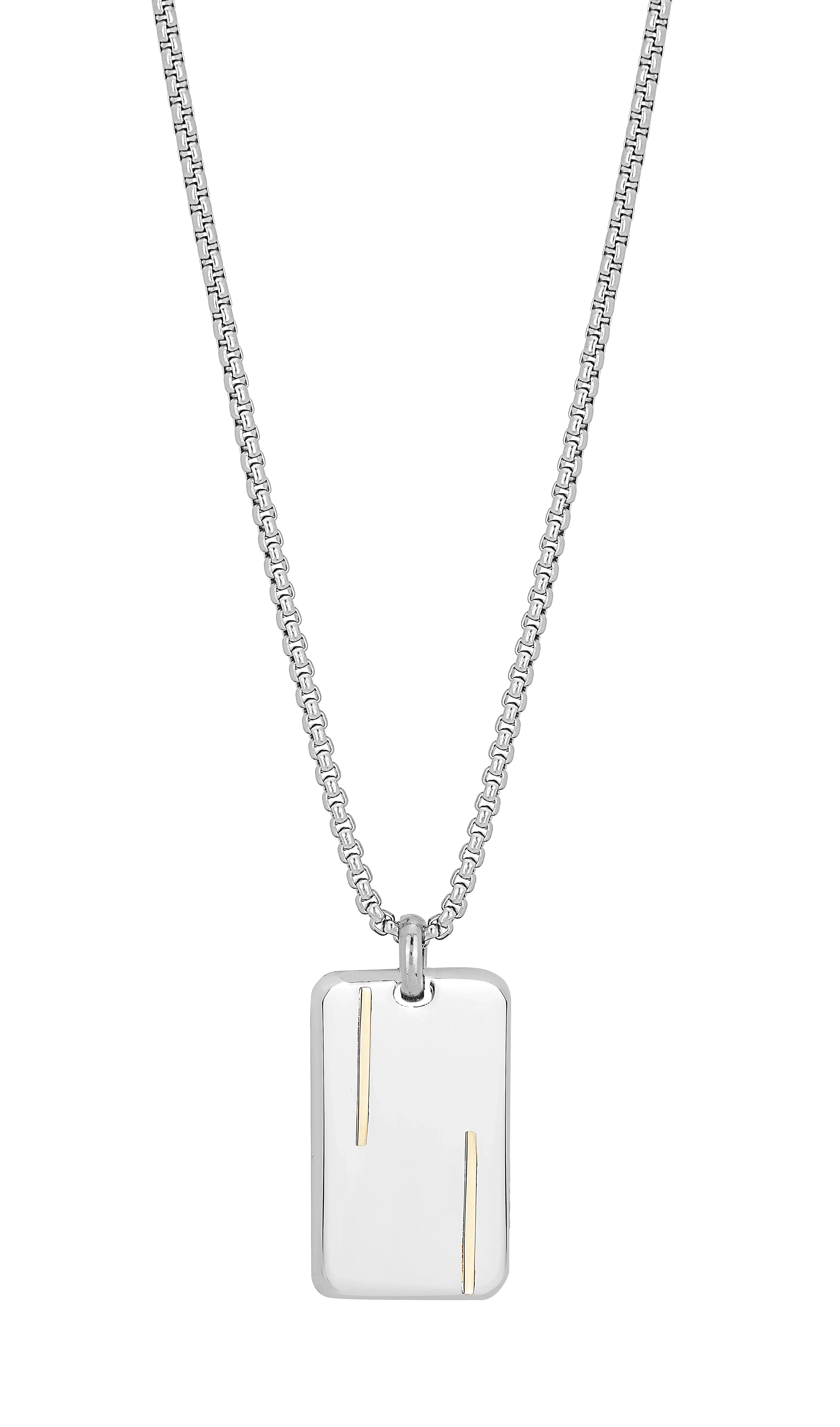 Stainless steel pendant necklace with 18kt gold