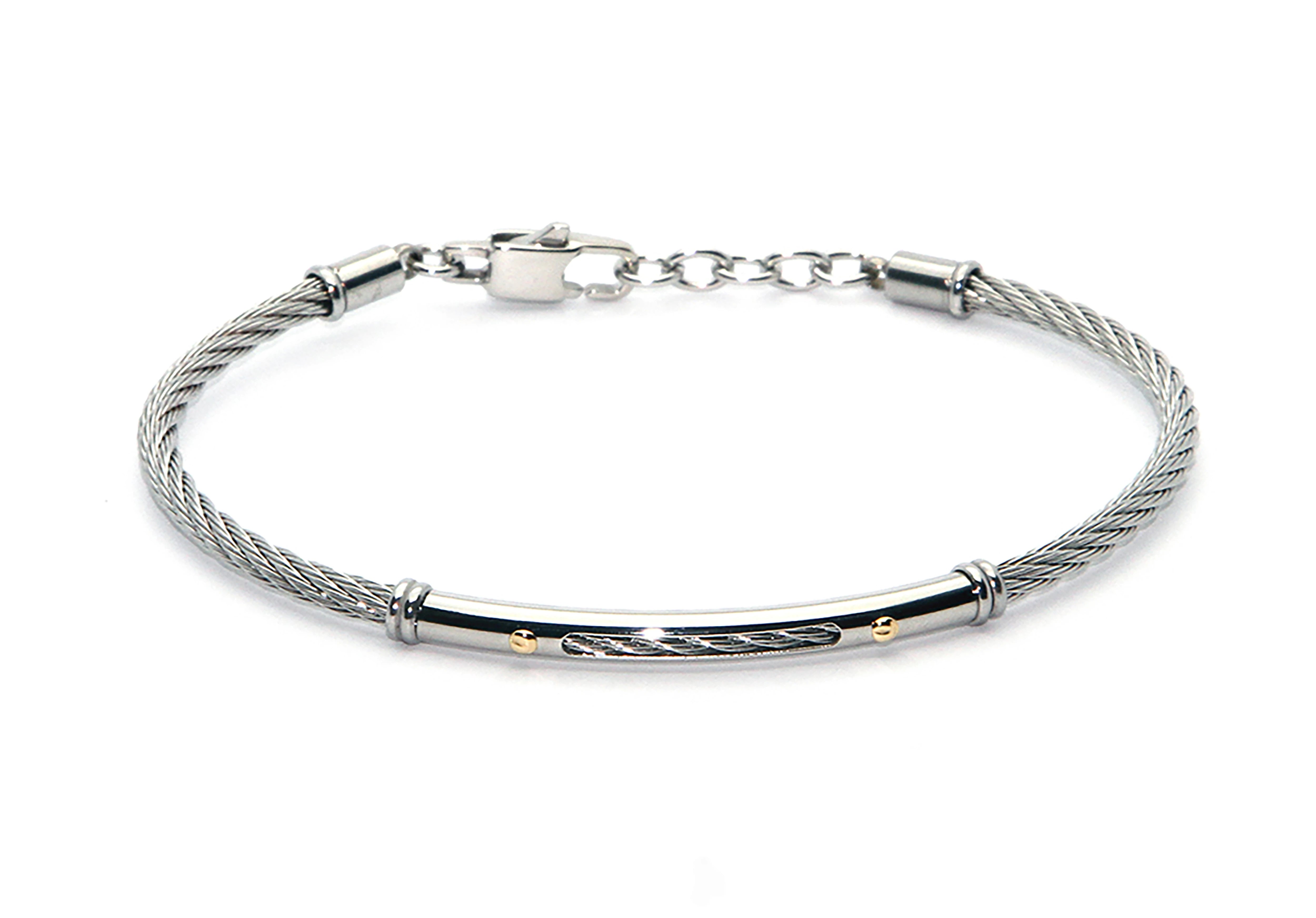 Cable bracelet in stainless steel and 18kt gold