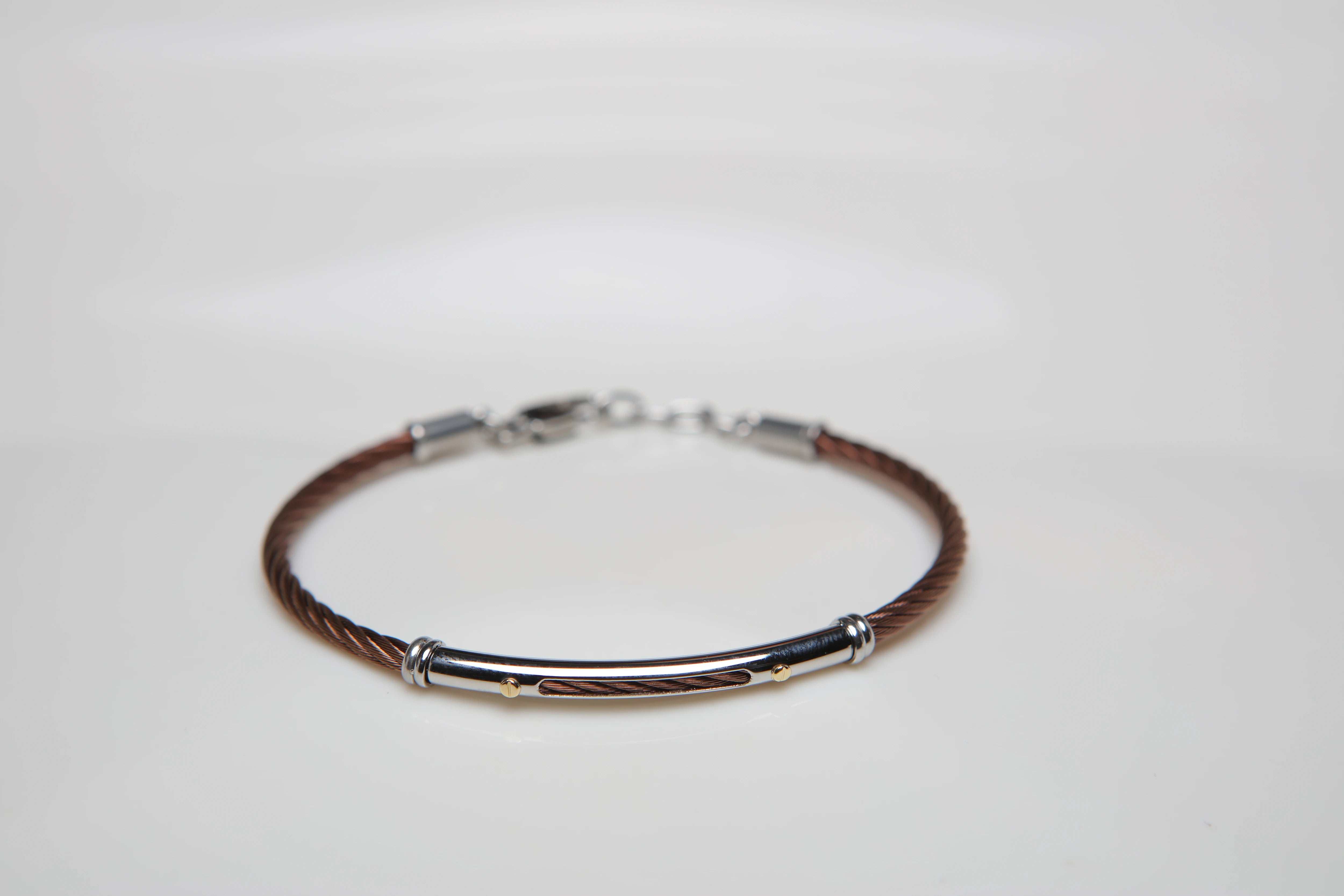 Cable bracelet in brown PVD stainless steel and gold 18kt