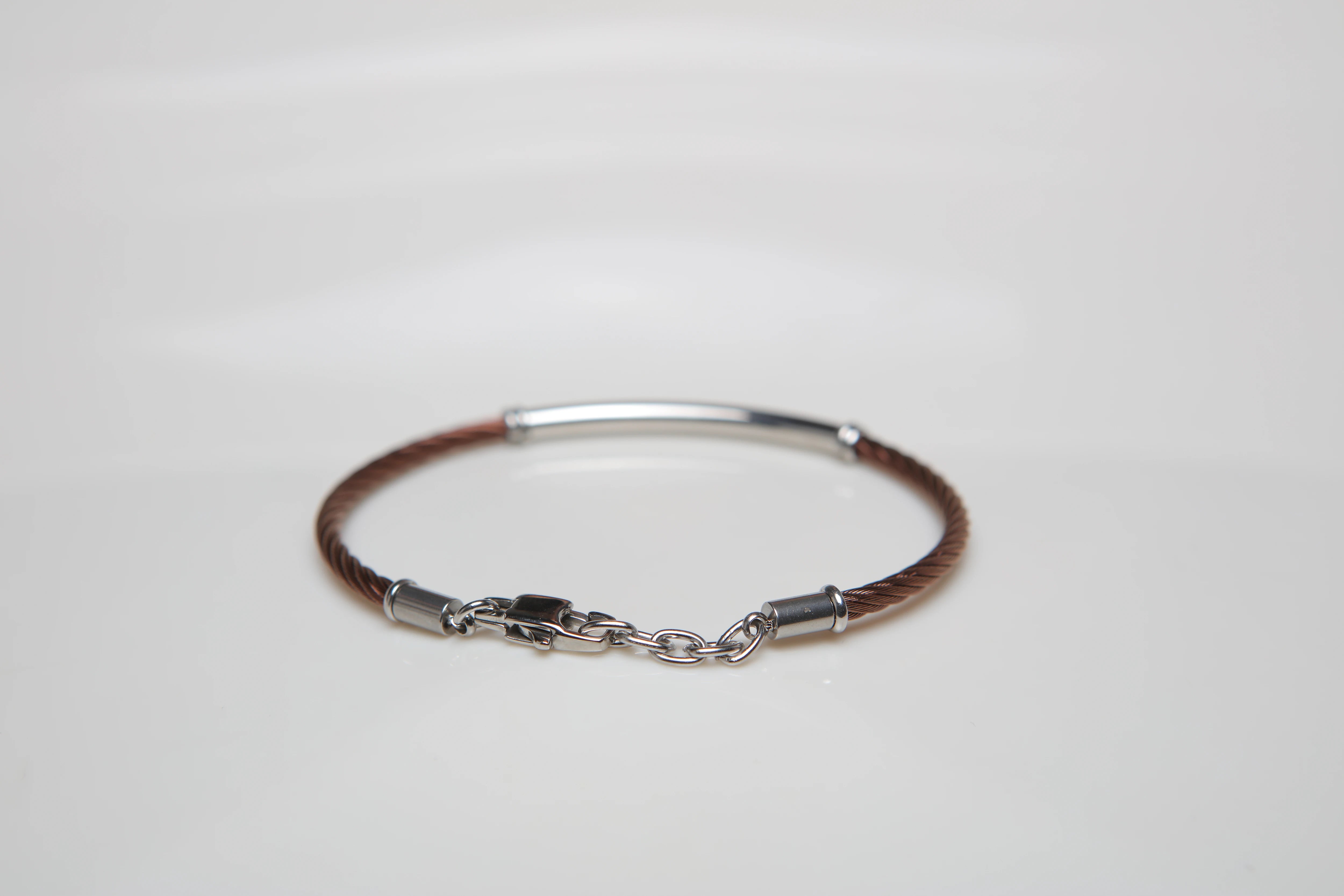 Cable bracelet in brown PVD stainless steel and gold 18kt