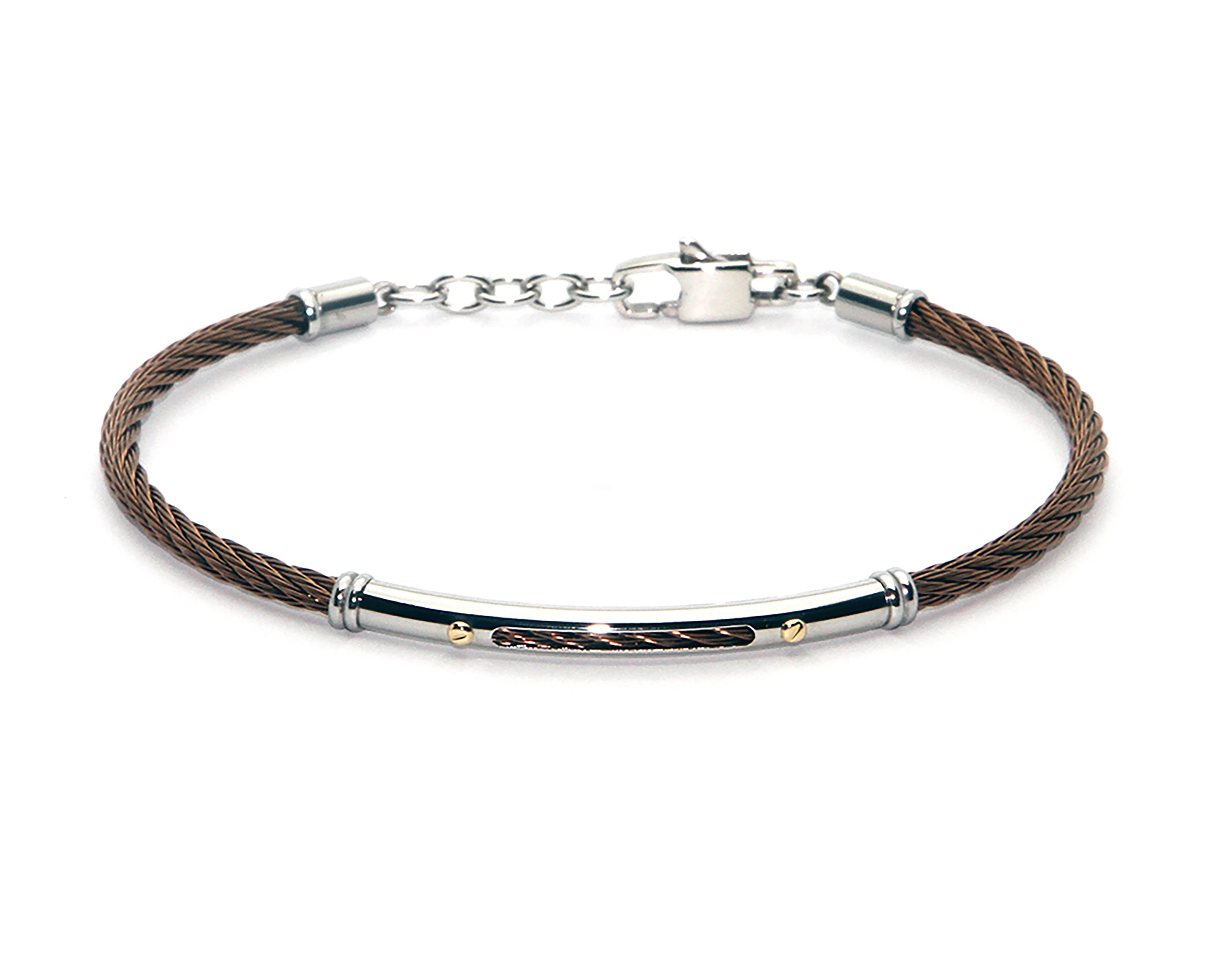 Cable bracelet in brown PVD stainless steel and gold 18kt