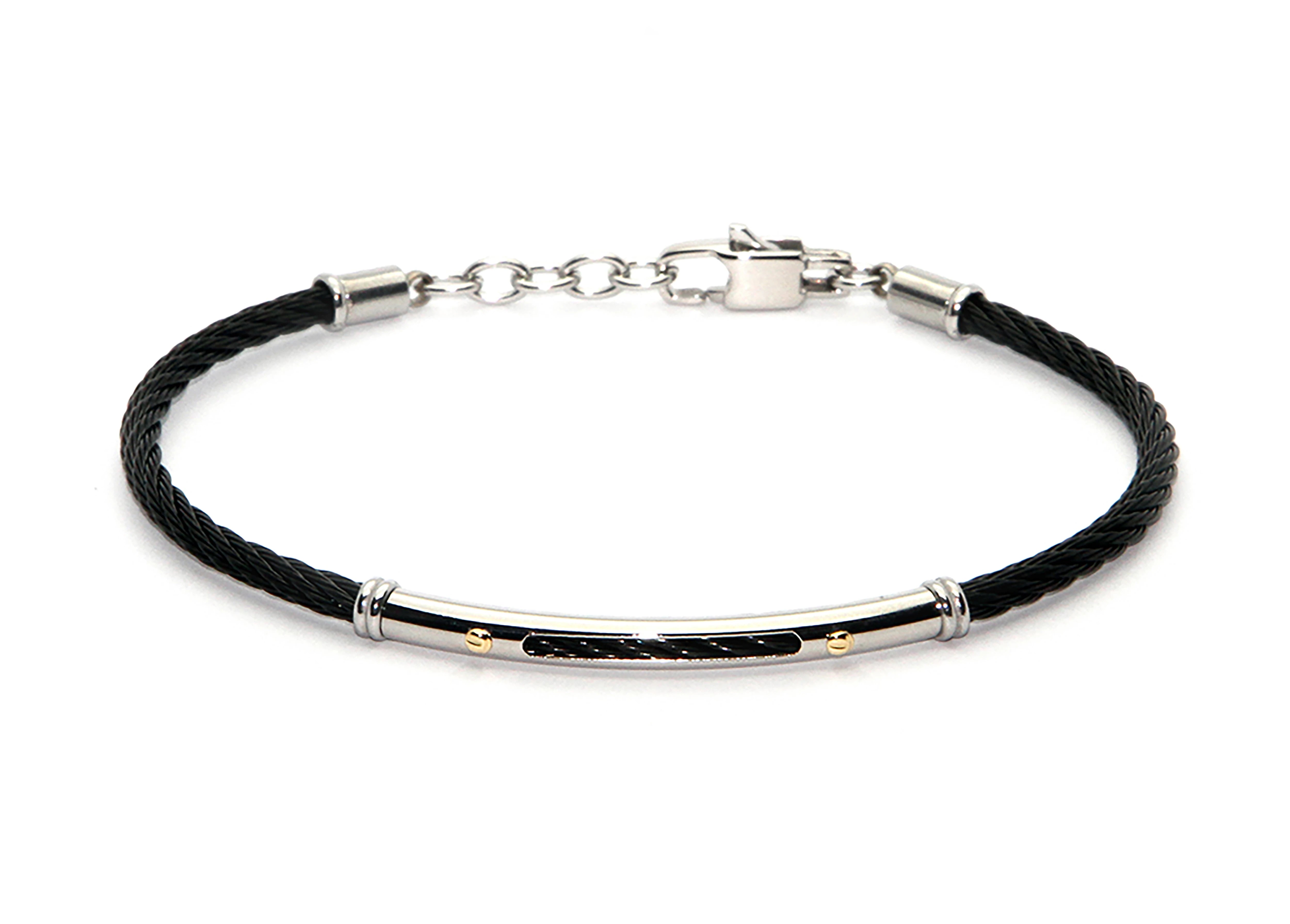 Cable bracelet in black PVD stainless steel and gold 18kt