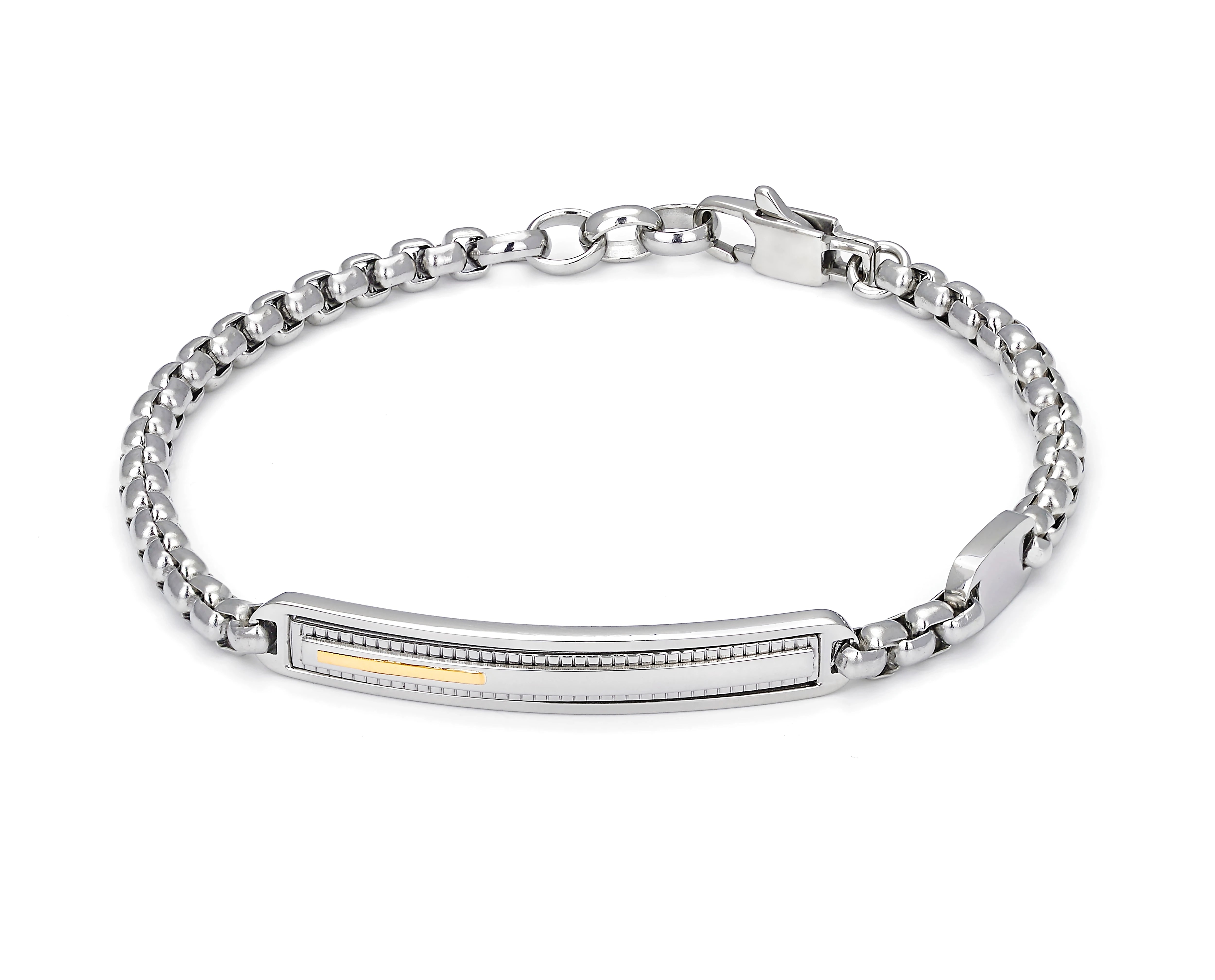 Bracelet with chain in stainless steel and 18Kt gold