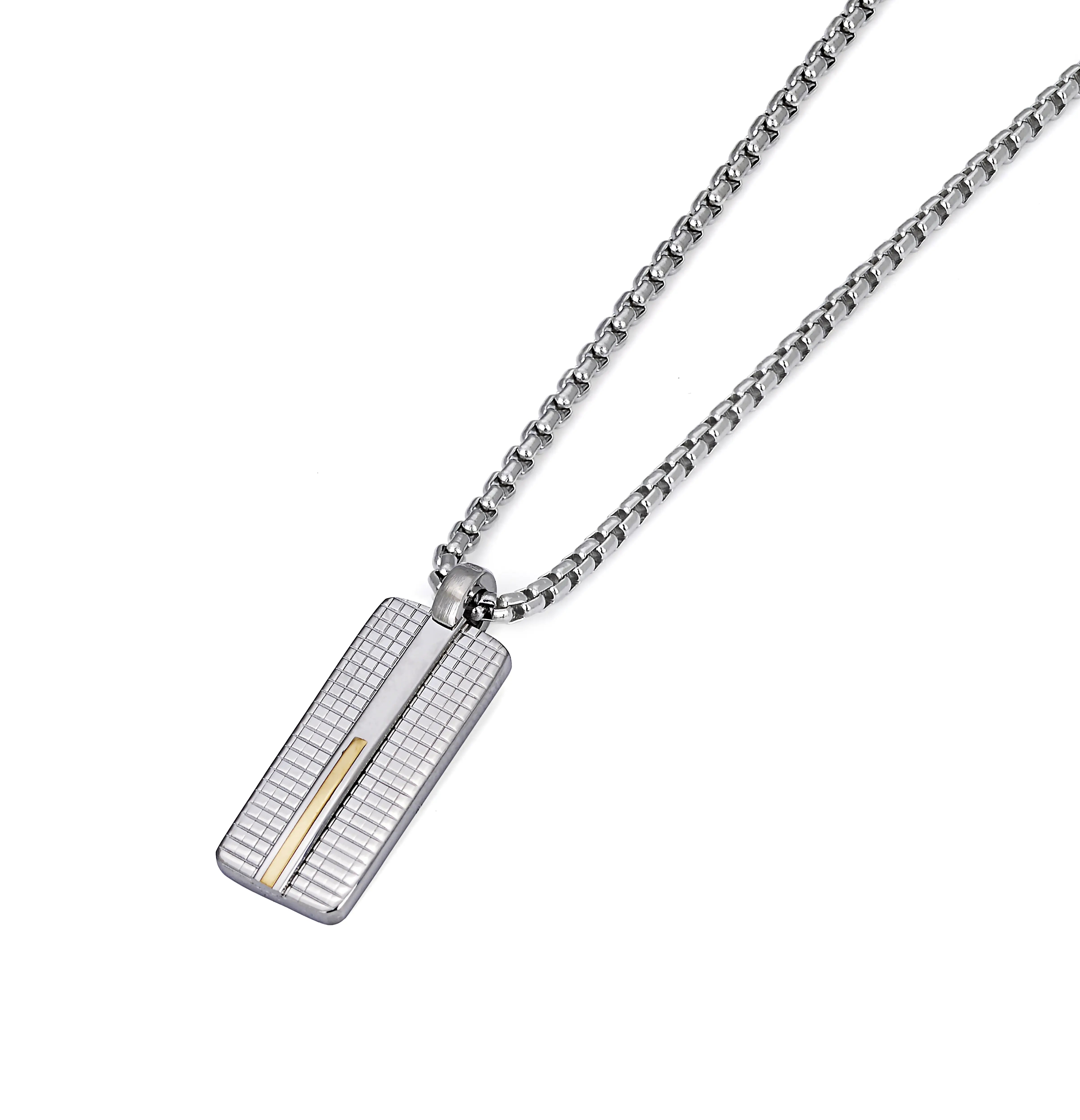 Necklace with pendant in stainless steel and 18kt gold