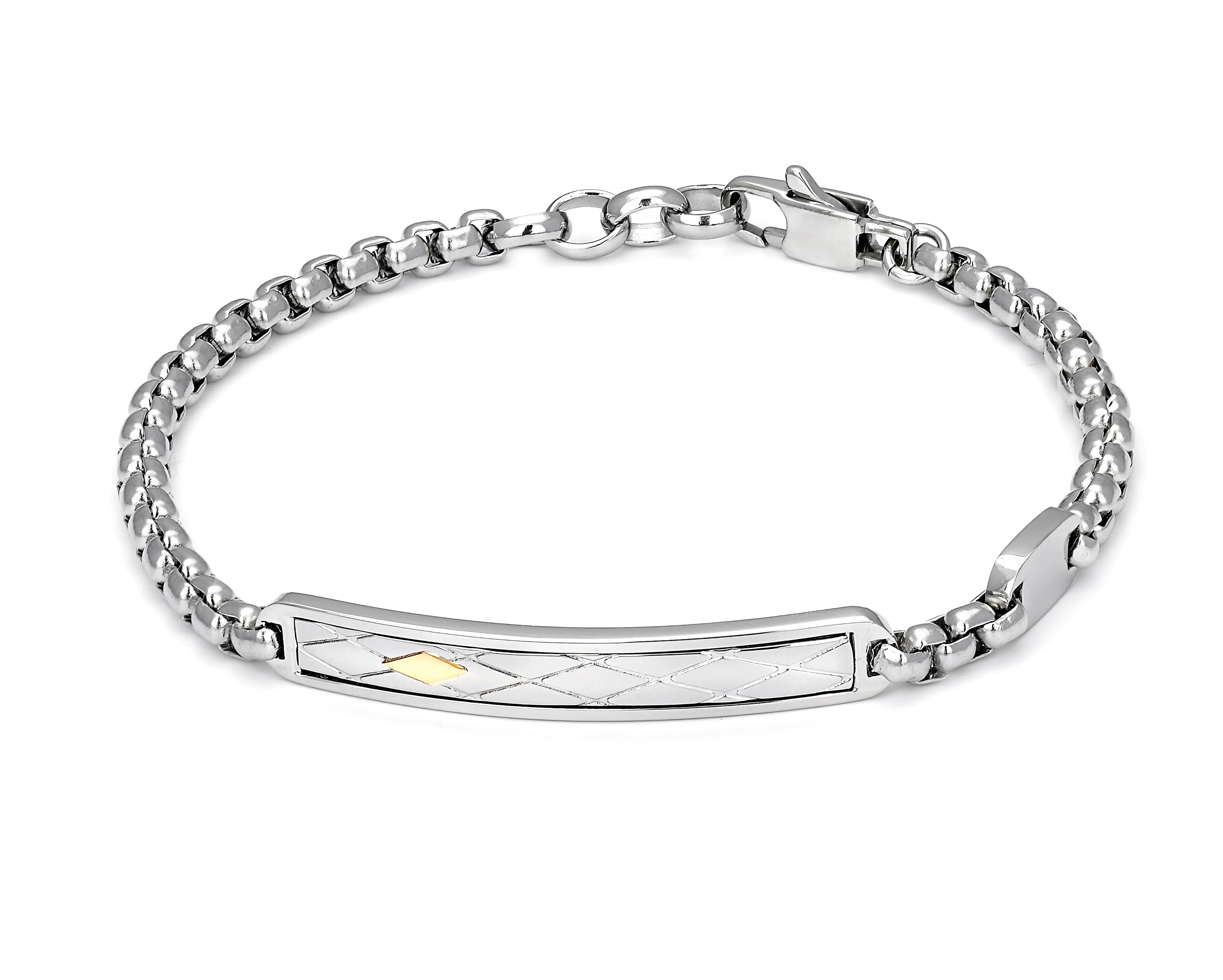 Bracelet with chain in stainless steel and 18Kt gold