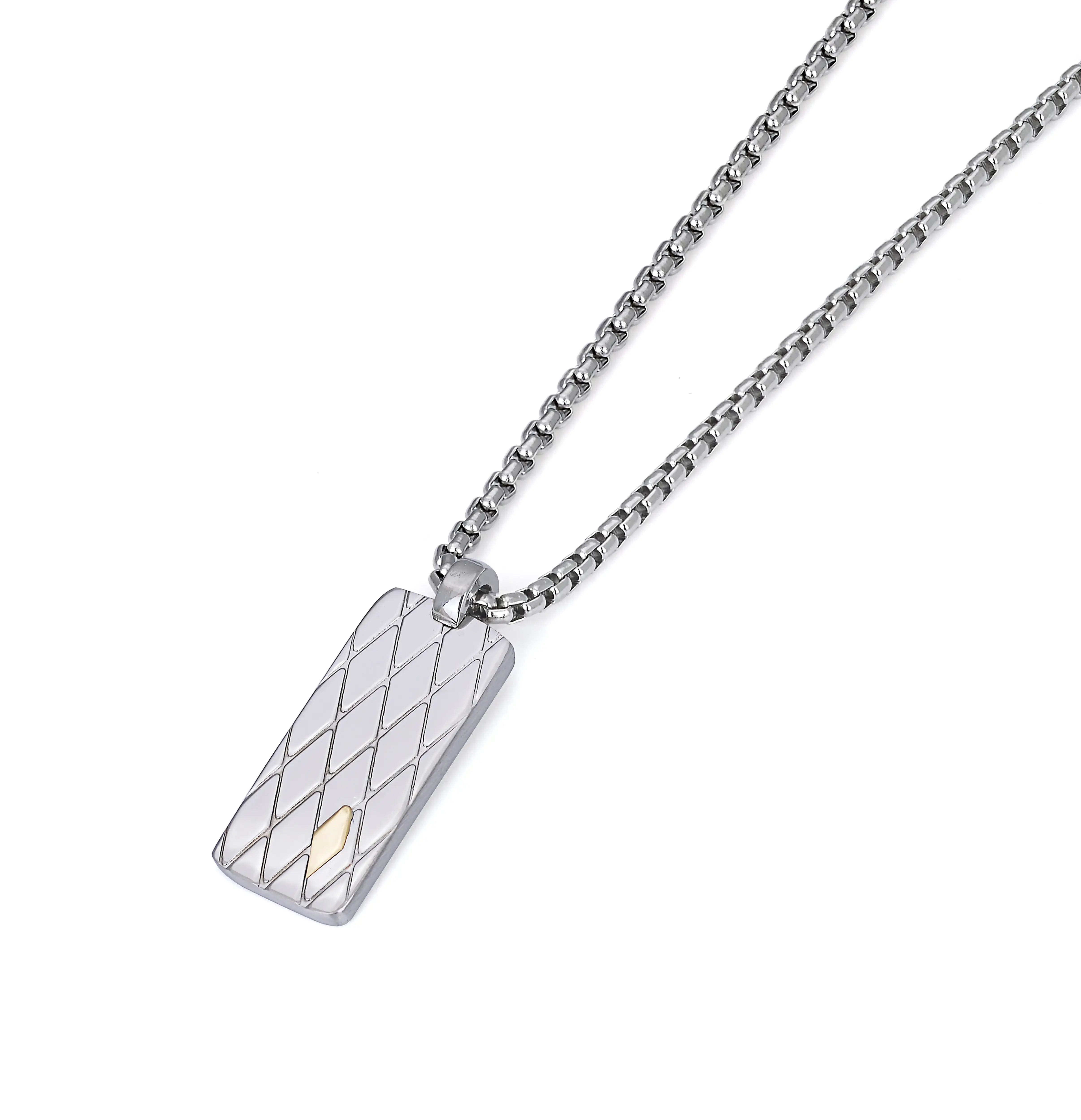 Necklace with pendant in stainless steel and 18kt gold