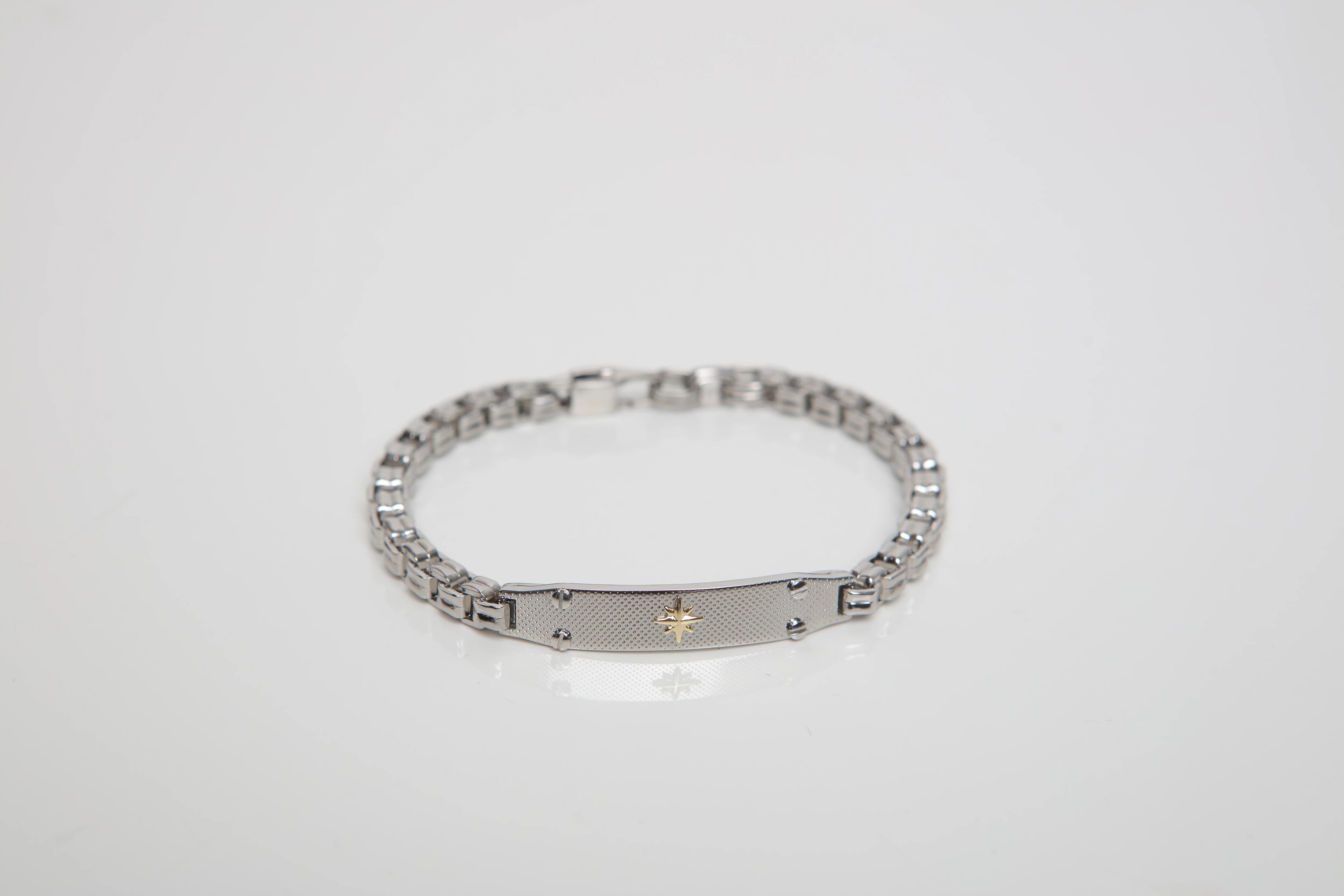 Bracelet with chain in stainless steel and 18Kt gold